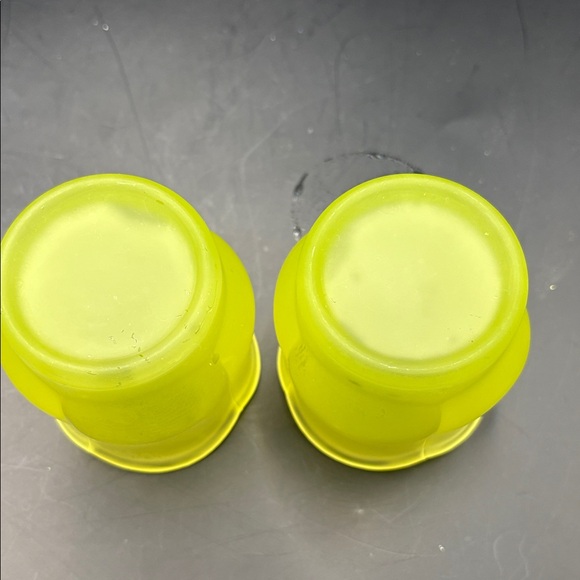 Vintage Vaseline Satin Uranium Glass Tulip Votive candle Holders - Picture 5 of 5